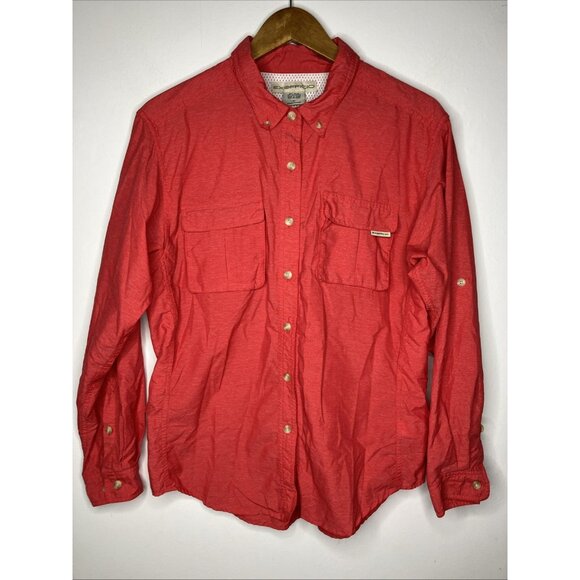 Exofficio Red Long Sleeve Button Shirt Vented Women's Medium - Picture 1 of 9